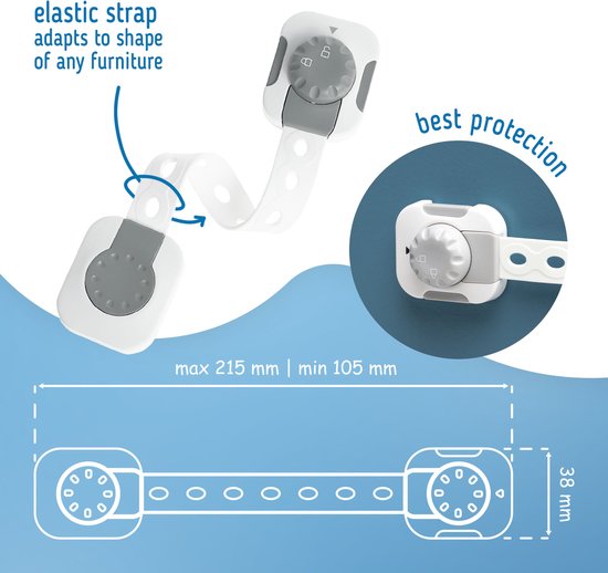 SIPO Kast- en Ladebeveiliging - Babyproof Sloten Set - Smart Lock of Snap-Lock - Set van 6 per doos - Snap-Lock kast- en Ladesloten - Set van 10 per doos - Kinderbeveiliging met 3M Tape - Wit