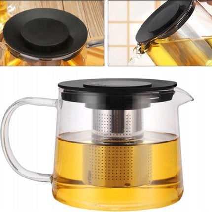 Kinghoff theekan van borosilicaatglas met infusie-inzet, 1 liter