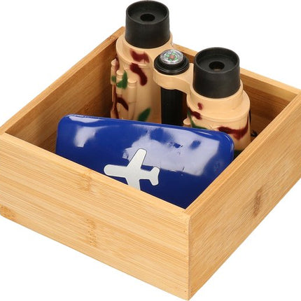 5Five Bestekbak/keuken organizer - Set van 2x stuks - 1 vaks - Tidy Smart serie - bamboe - 15 x 15 x 7 cm