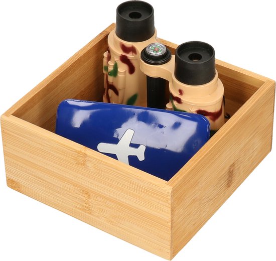 5Five Bestekbak/keuken organizer - Set van 2x stuks - 1 vaks - Tidy Smart serie - bamboe - 15 x 15 x 7 cm