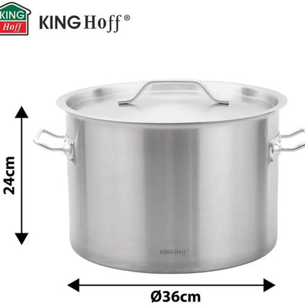 Kookpan - Catering Pan - Grote Soeppan met Deksel - Stockpot - Inductie Geschikt - voor Soep, Pasta & Stoofgerechten - 24L - Ø36 cm - RVS