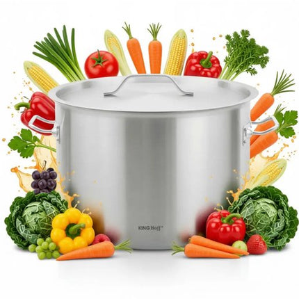 Kookpan - Catering Pan - Extra Grote Soeppan met Deksel - Stockpot - Inductie Geschikt - voor Soep, Pasta & Stoofgerechten - 58L - Ø50 cm - RVS