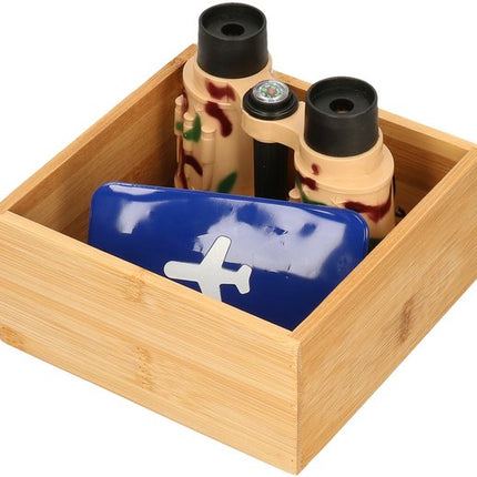 5Five bestekbak/keuken organizer Tidy Smart, bamboe - set van 4 stuks - 15 x 15 x 7 cm