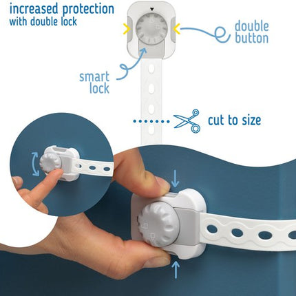 SIPO Kast- en Ladebeveiliging - Babyproof Sloten Set - Smart Lock of Snap-Lock - Set van 6 per doos - Snap-Lock kast- en Ladesloten - Set van 10 per doos - Kinderbeveiliging met 3M Tape - Wit