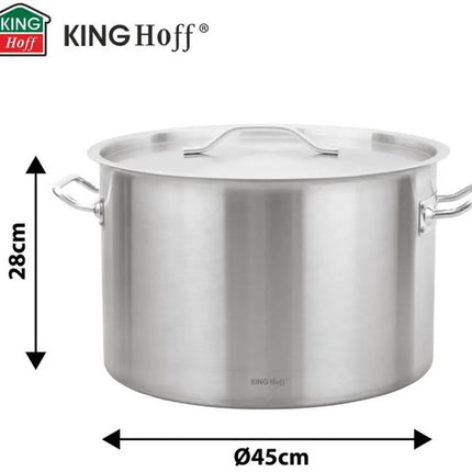 Kookpan - Catering Pan - Extra Grote Soeppan met Deksel - Stockpot - Inductie Geschikt - voor Soep, Pasta & Stoofgerechten - 44L - Ø45 cm - RVS
