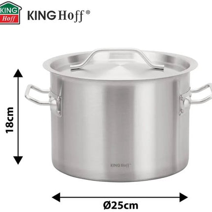 Kookpan - Grote Soeppan - Stockpot met Deksel - voor Soep, Pasta & Stoofgerechten - Inductie Geschikt - 9L - RVS - Ø25 x 18 cm - Zilver
