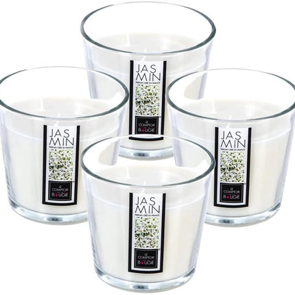 Atmosphera geurkaars jasmijn in glas, set van 4, 40 branduren, 13 x 12 cm