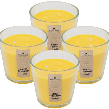 Atmosphera geurkaarsen in glas, set van 4, citrus geur, 40 branduren, geel