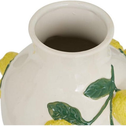 Atmosphera Bloemenvaas citroenen - geel - keramiek - D20 x H33 cm - fruitvaas citroen patroon
