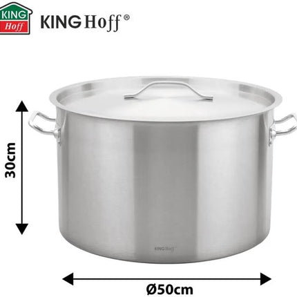 Kookpan - Catering Pan - Extra Grote Soeppan met Deksel - Stockpot - Inductie Geschikt - voor Soep, Pasta & Stoofgerechten - 58L - Ø50 cm - RVS