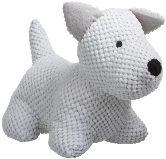 Pluche Deurstopper Hond - Wit - 31 x 24 cm - 1 kg - Polyester - Functioneel & Schattig Design - Gevuld met Zand -
