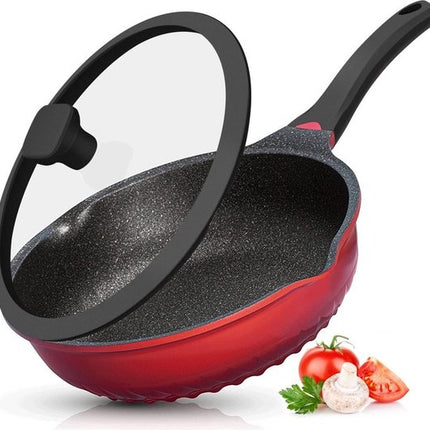 Hakal 3-in-1 wokpan set van 2 met glazen deksel, Ø28 cm, inductie, rood en grijs