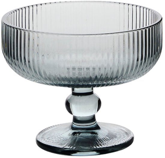 IJsschalen - IJsbeker - IJscoupe - Set van 6 – Glazen Dessertkommen - Kommen voor IJs, Desserts, Fruit & Snacks - Vaatwasserbestendig - 340 ml - Grijs