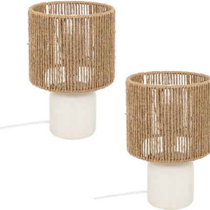 Koby Tafellamp - Set van 2 Tafellampen - Moderne Lamp E14 - Stalen & Keramische Tafellamp - Sfeerverlichting Woonkamer Slaapkamer - 16 x 16 x 24 cm - Wit