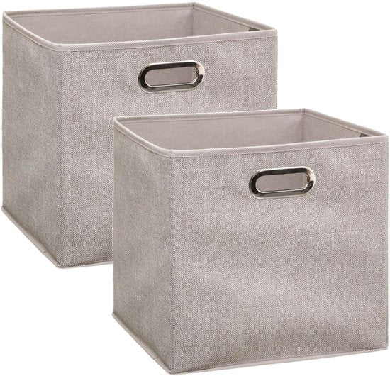 5five opbergmanden beige set van 4 - 29 liter - 31 x 31 x 31 cm - opvouwbaar