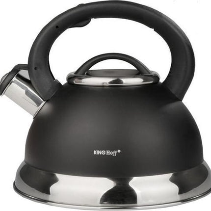 Kinghoff 3246 fluitketel zwart 3 liter, rvs, geschikt voor inductie