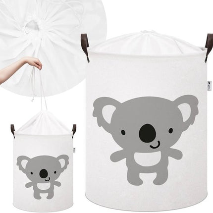Opbergmand speelgoed set van 2 - koala en olifant design, 43 liter, wit