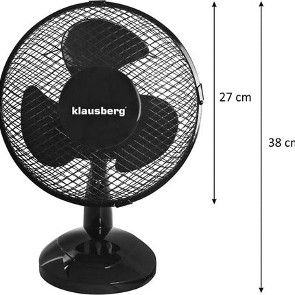 Klausberg 7473 - tafelventilator - zwart - 23 cm - 21W