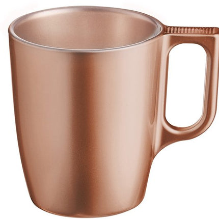 Luminarc Koffiemokken Monaco - 6x stuks - Hard Glas - caramel bruin - 250 ml - 9 cm - Flashy metallic finish