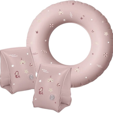 Sipo - Zwemaccessoiresset - Zwembandjes & Zwemband - voor Kinderen 3-6 Jaar - Opblaasbare Zwemvleugels - Zwemring Kind - Zwemhulpmiddel - Geschikt voor 15-30 kg - Zwemaccessoires voor Peuters - PVC - Roze