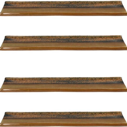Serveerschalen set van 4 – rechthoekig keramiek met opstaande rand, 39 x 12 cm, aardetinten