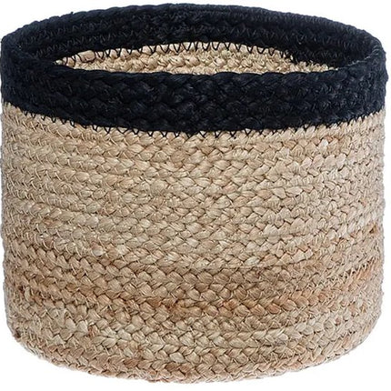 ATMOSPHERA Set van 3 beige en zwarte jute opbergmanden
