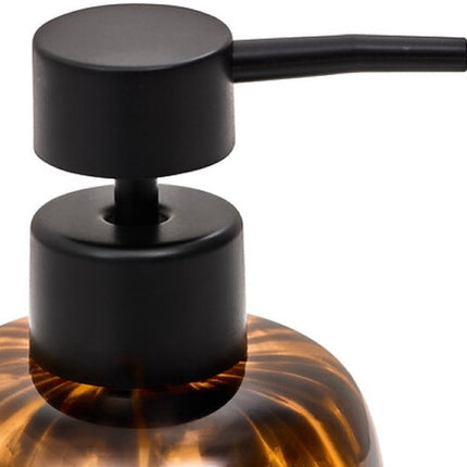 Badkameraccessoireset - Luxe Badkamer Set - Dotty 400ml Zeeppompje en 11cm Zeepbakje - Glazen Zeepset Voor Toilet & Keuken - Bruin