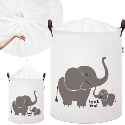 Opbergmand speelgoed set van 2 - koala en olifant design, 43 liter, wit