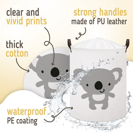 Opbergmand speelgoed set van 2 - koala en olifant design, 43 liter, wit