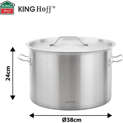 Kookpan - Catering Pan - Grote Soeppan met Deksel - Stockpot - Inductie Geschikt - voor Soep, Pasta & Stoofgerechten - 27L - Ø38 cm - RVS