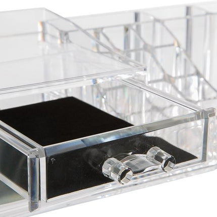 5Five Make-up organizer - 19 vakken en 2 lades - transparant - 30 x 9 cm - kunststof - Nagellak houder - Make-up houder - Organizers