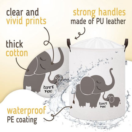 Opbergmand speelgoed set van 2 - koala en olifant design, 43 liter, wit