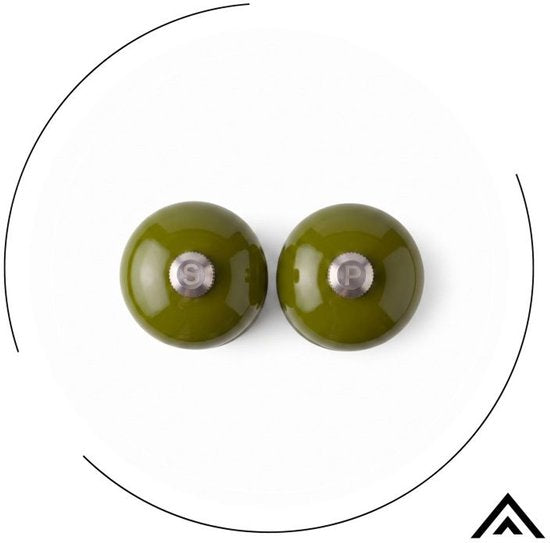 Hage - Handmatige Peper- en Zoutmolens - Peper & Zout - Keramisch Maalwerk - Verstelbare Maalgraad - 100 ml - Ø5.5 x 22 cm - Olijfgroen