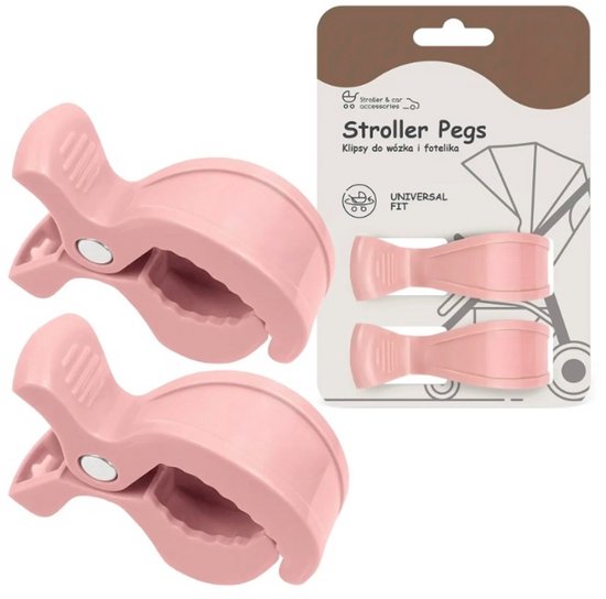 Sipo - Universele Kinderwagen Clips - Set van 2 - Stroller Pegs - Multifunctioneel ABS Klemmen - Baby Car Seat Clips - Sterke Veer Klem - 2kg Draagkracht - Kinderwagen Organizer Ophangsysteem - Universele Buggy Clips - 7.5 x 4.5 x 2.5 cm - Roze
