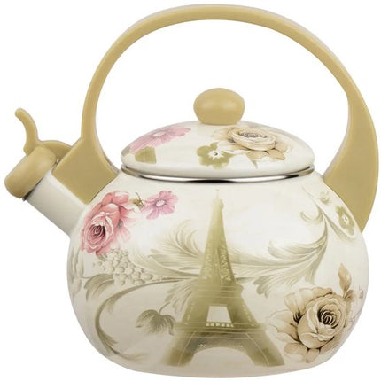 Kinghoff 2038 fluitketel - Emaille - Creme - 2 liter - Paris