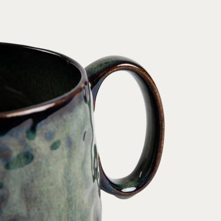 Homla - Mok - Koffiemok - Keramische Koffiemok - Steengoed Theemok - Moderne Beker - Laag Model - 450 ml - Donkergroen