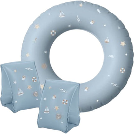 Sipo - Zwemaccessoiresset - Zwembandjes & Zwemband - voor Kinderen 3-6 Jaar - Opblaasbare Zwemvleugels - Zwemring Kind - Zwemhulpmiddel - Geschikt voor 15-30 kg - Zwemaccessoires voor Peuters - PVC - Blauw