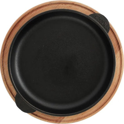 BRIZOLL Serveerpan - Etagère - Grillpan - met Serveerplank - Gietijzer - 20 x 2.5 cm