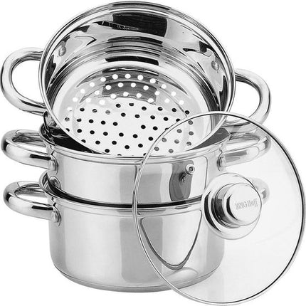 Kinghoff stoompan KH-3321 met glazen deksel, 20 cm, rvs