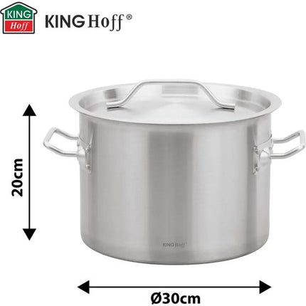 KingHoff Kookpan - Grote Soeppan - Stockpot met Deksel - voor Soep, Pasta & Stoofgerechten - Inductie Geschikt - 14L - RVS - Ø30 x 20 cm - Zilver