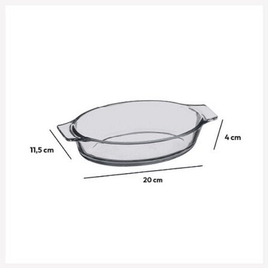 Mini Ovaal Glazen Schaaltje 20 x 11 cm - Met Geïntegreerde Handvatten - Oven- en Saladeschaal - Glas - Glazen schaal - Klein