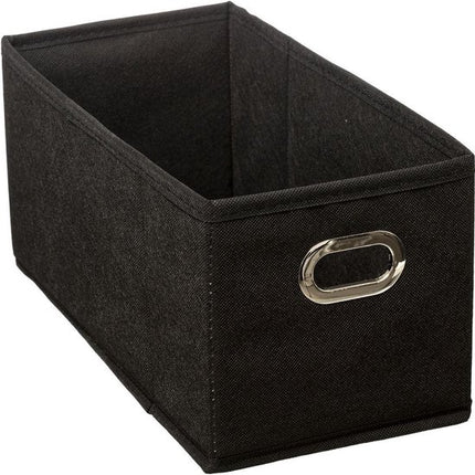 5Five Opbergmand/kastmand - Set van 2x stuks - zwart - linnen - 7 liter - 31 x 15 x 15 cm - Opbergbox - Vakkenkast manden