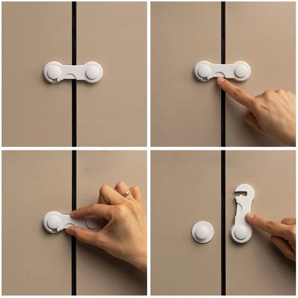 SIPO Kast- en Ladebeveiliging - Babyproof Sloten Set - Smart Lock of Snap-Lock - Set van 6 per doos - Snap-Lock kast- en Ladesloten - Set van 10 per doos - Kinderbeveiliging met 3M Tape - Wit