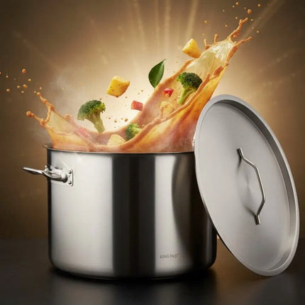 Kookpan - Grote Soeppan - Stockpot met Deksel - voor Soep, Pasta & Stoofgerechten - Inductie Geschikt - 9L - RVS - Ø25 x 18 cm - Zilver