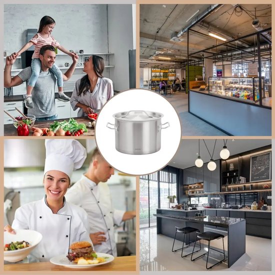 Kookpan - Catering Pan - Grote Soeppan met Deksel - Stockpot - Inductie Geschikt - voor Soep, Pasta & Stoofgerechten - 27L - Ø38 cm - RVS