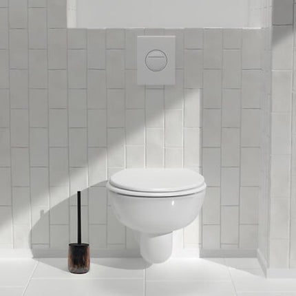 Dotty Toiletborstel - WC Borstel met Houder Luxe Design - Badkamer Accessoire Modern Glas - Hygiënische Toiletborstel Set Stijlvol Interieur - Glas - Ø 9.8 x 39 cm - Bruin