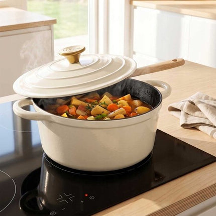 HAGE Gietijzeren Emaille Pan 24cm 4L - Cream