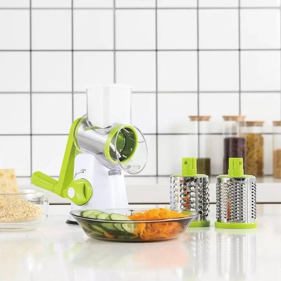 Kinghoff KH-1652 - Multifunctionele Trommelrasp - Roestvrij staal - 3 Verwisselbare Messen