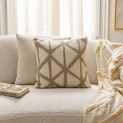 Decoratieve Kussens - Bankkussens - Sierkussens Set van 2 - Bedkussens - Dune Design - Rits - Wasbaar - Binnengebruik - Voor Bank, Bed en Fauteuil - Woonkamerdecoratie - Vierkant - Katoen - 40 x 40 cm - Beige