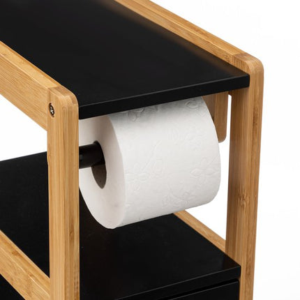 Toiletrolhouder Natureo met Reserverolhouder 33x20x80cm - Zwart/Bruin